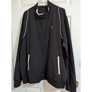 Short Par 4 Golf Jacket Windbreaker Mens XXL Black Full Zip Pockets Lightweight